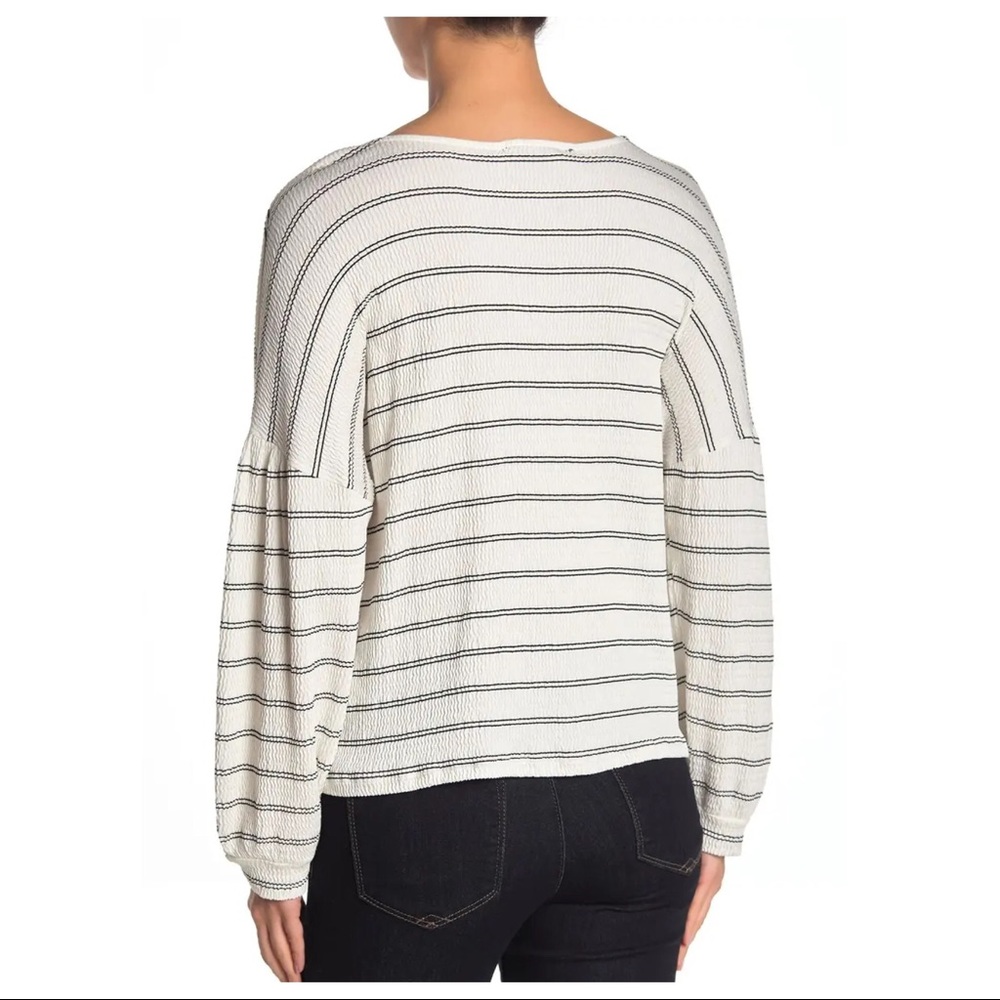 NEW FRENCH CONNECTION STRIPED BALLOON SLEEVE TOP - Picture 6 of 8